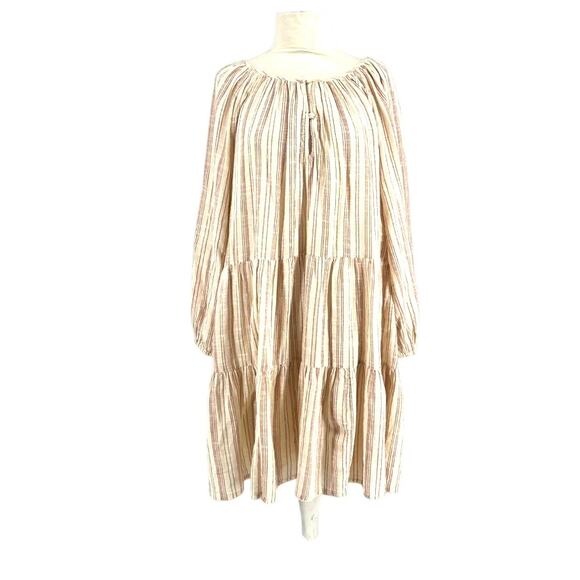 The Great Dress Prairie Tiered Striped Cotton Gauze Dress Medium 2 - Picture 2 of 10